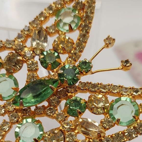 ALICE CAVINESS Green URANIUM GLASS Butterfly Vintage Glower Brooch Pin EVC - Picture 13 of 15